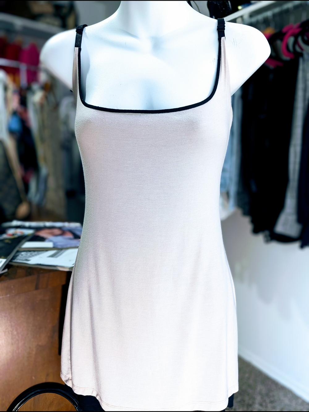 Gianni Bini Cream Mini Dress with Black Trim Straps